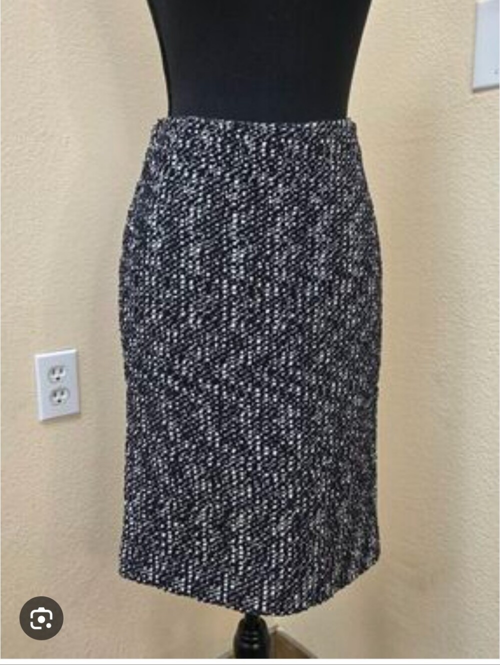 McQ by Alexander McQueen Navy and White Tweed Pencil Skirt
